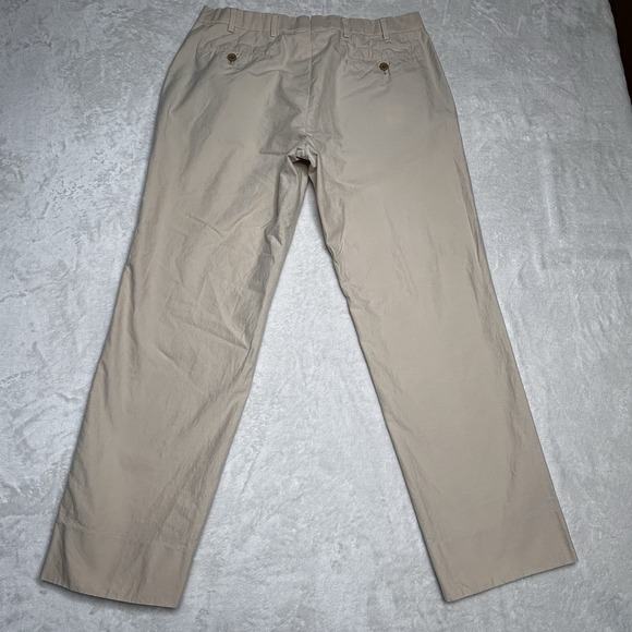Brooks Brothers Fitzgerald Light Tan Straight Leg‎ Pants Mens 35 X 30 Cotton - Picture 2 of 9